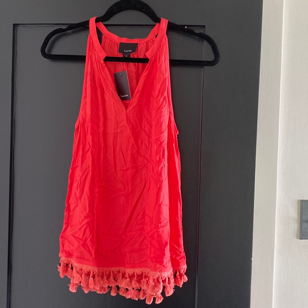NWT Cute Women’s Lumiére Racer Back Coral Tank Top Sz M